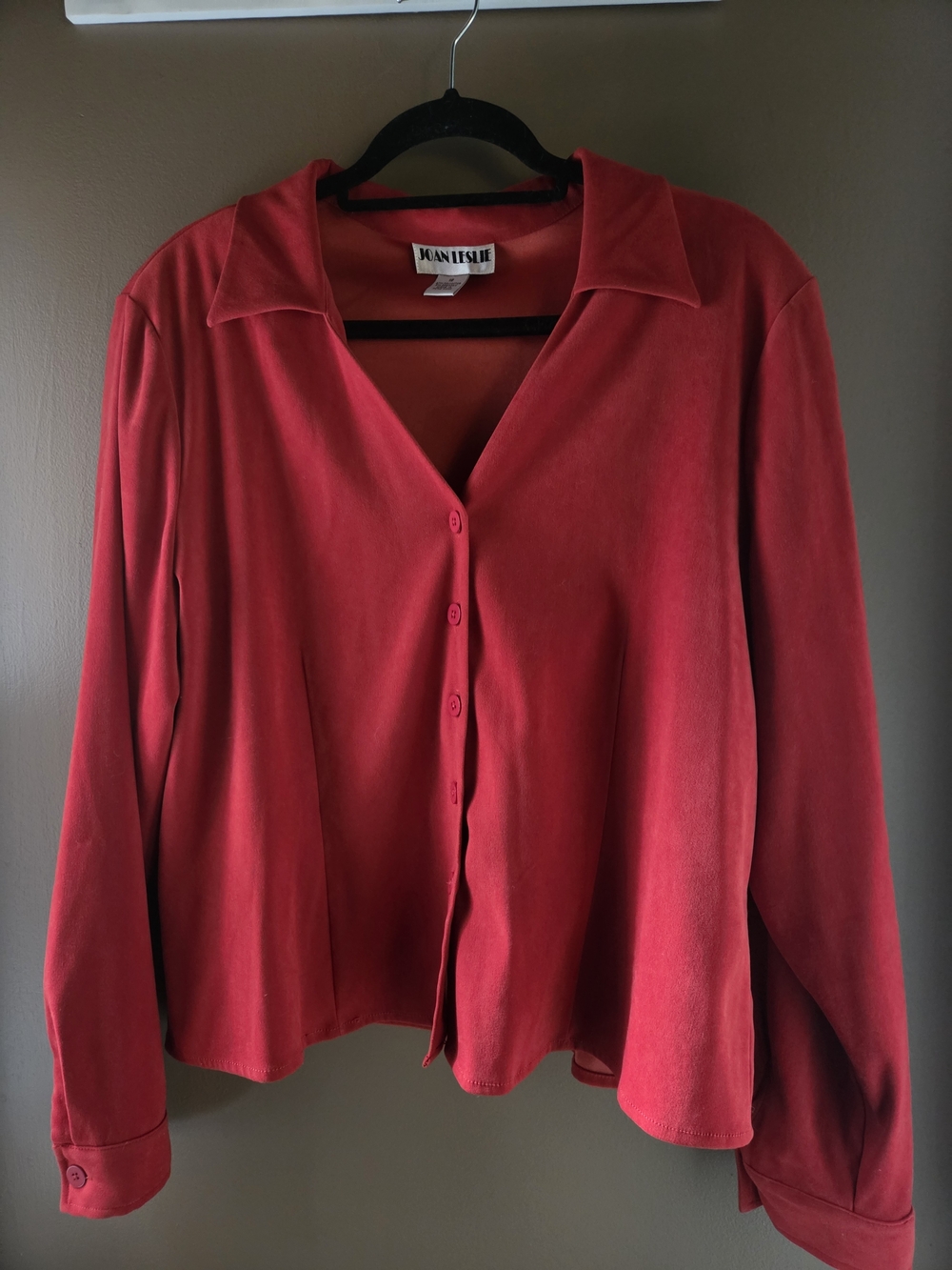 Vintage Joan Leslie Red Button-Up Blouse